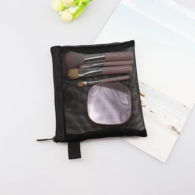 Women Transparent Travel Cosmetic Storage Bag Mesh Zipper Makeup Organizer Toiletry Beauty Wash Kit Bag Case Pouch