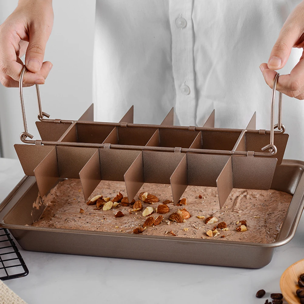

Square Solid Bottom Brownie Baking Pan 18 Grids Nonstick Baking Tray with Removable Divider Chocolate Cake Mold Baking Tools Set