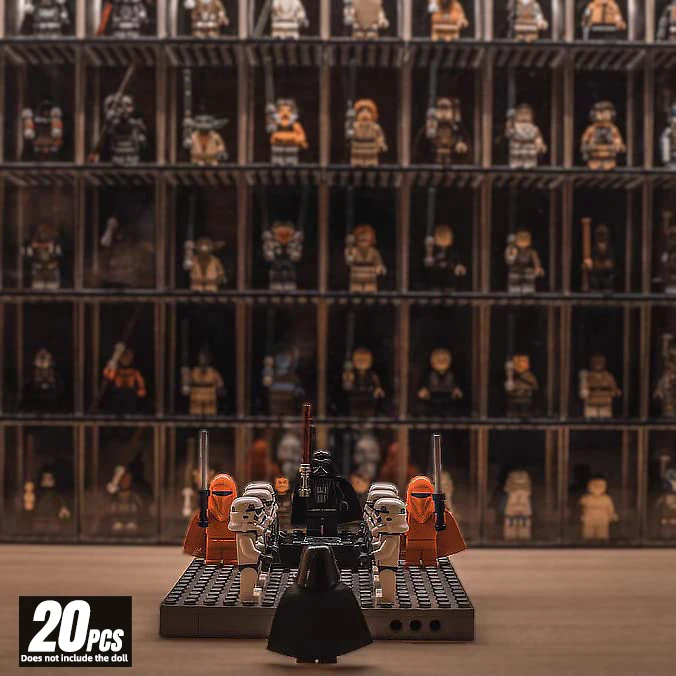 20 Pcs Minifigures Display Cases Set, Mini-Figures Display Cases Fits For Figures Display, Single Mini-Figures Storage Case For Figures Collectors, Acrylic Building Block Display Box Dust-Proof