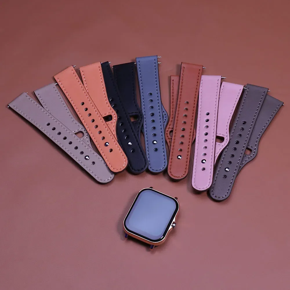 삼성 갤럭시 시계 7/6/5/pro/4/클래식/액티브 2 20-22mm 팔찌 화웨이 GT 2/Amazfit GTS/GTR 4/3/2 미니 밴드용 가죽 스트랩