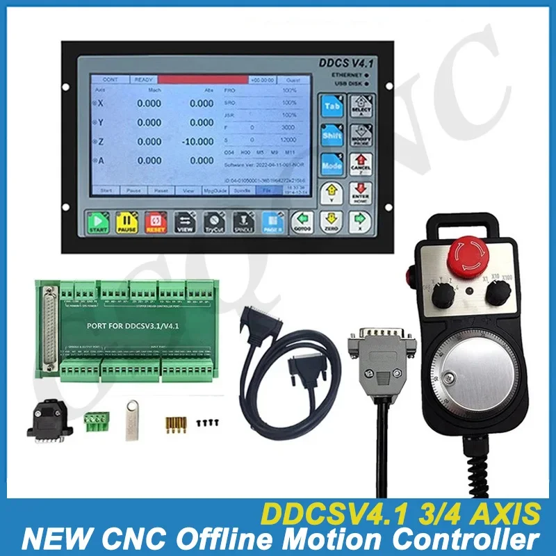 New Upgrade DDCSV4.1 3/4 Axis G Code CNC Offline Stand Alone Controller For Engraving Milling Machine With E-Stop MPG Handwheel