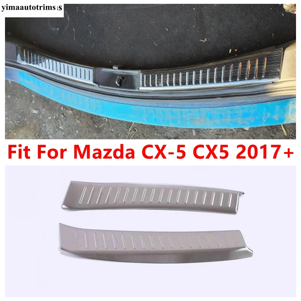 

Car Rear Trunk Bumper Guard Door Sill Plate Panel Protection Cover Trim Fit For Mazda CX-5 CX5 2017 - 2023 Stainless Accessories