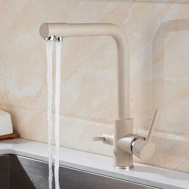 All Copper Material Water Filter Kitchen Faucet Drinking Water 3in1 Rotatable Water Purification Feature Taps For Kitchen Sink