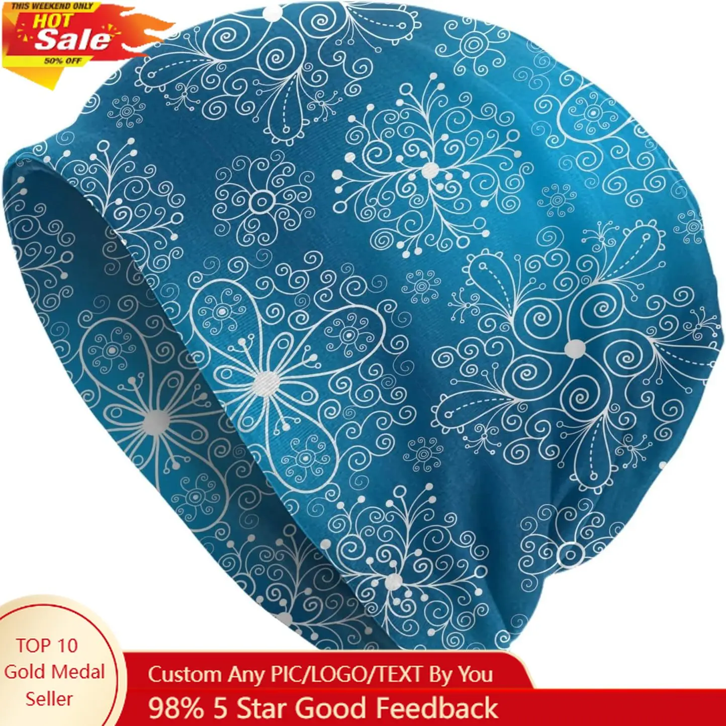 

Christmas Snowflake Beanie Chemo Hat Cancer Headwear Knitted Hats Baggy Slouchy Scarf Cap for Adults Women Men