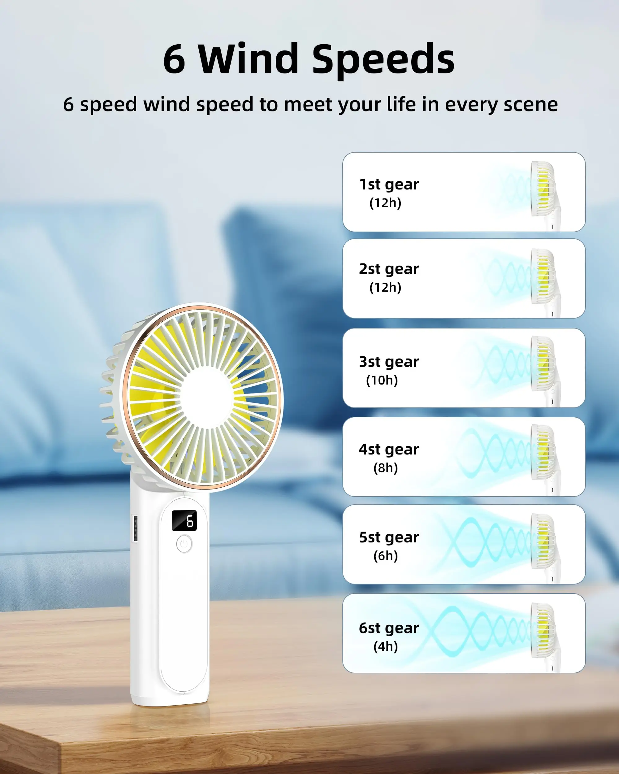 Handheld Fan Portable Personal Mini Desk Table Folding Fan Rechargeable Electric Fan for Office Outdoor Sport Traveling Camping