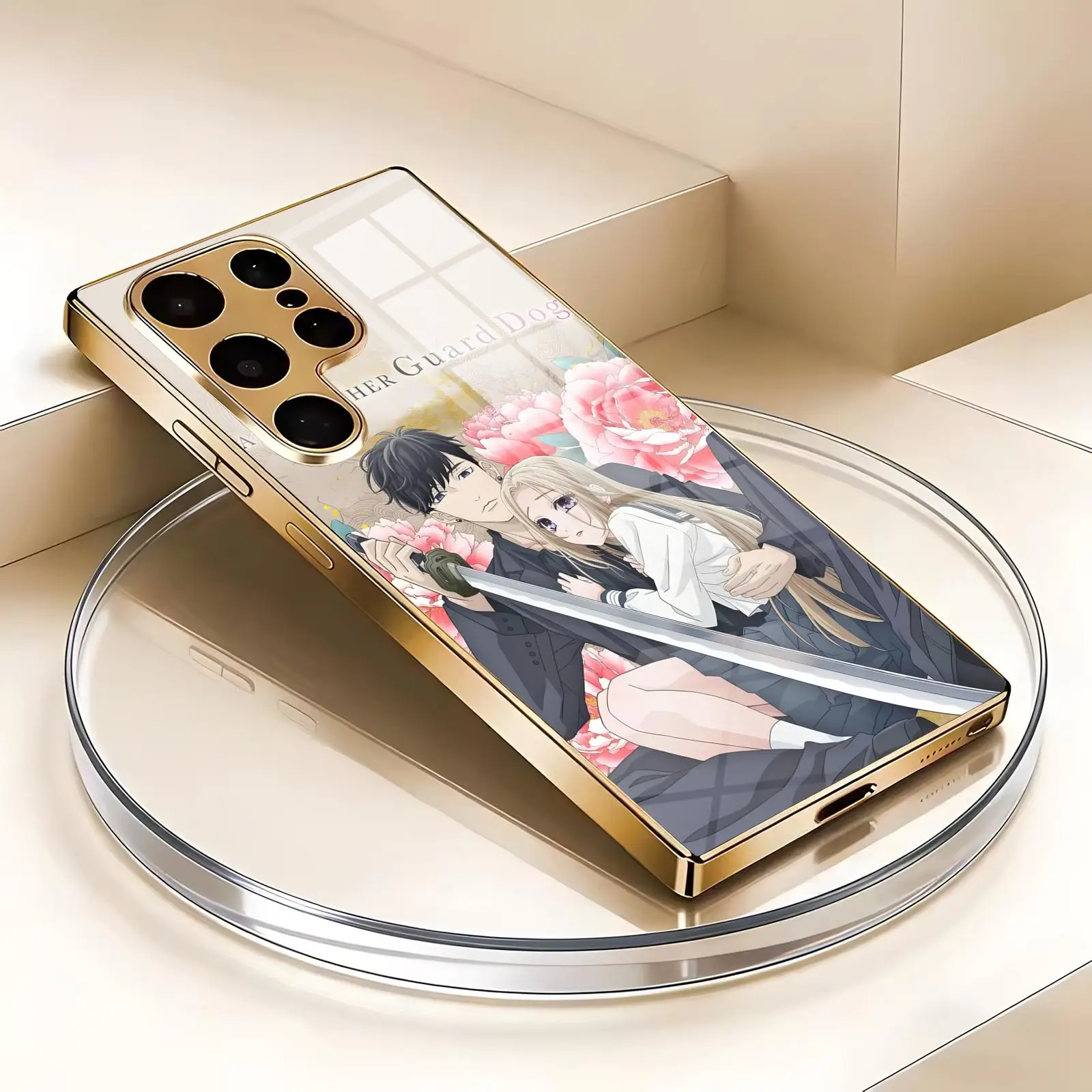 A Girl & Her Guard Dog  Phone Case For Samsung S26 S25 S24 S23 S22 S21 Plus Ultra Note20 Electroplated glass Phone Case
