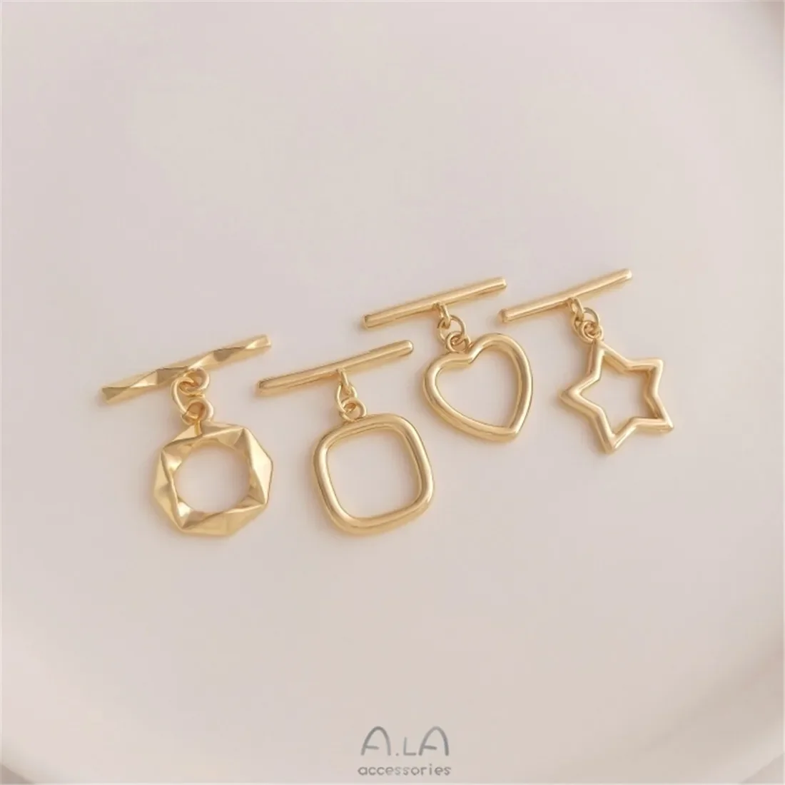 OT Buckle 14K Gold-clad Love-shaped Five-pointed Star Rhombic Square Buckle Diy Finishing Connection Buckle Accessories B884