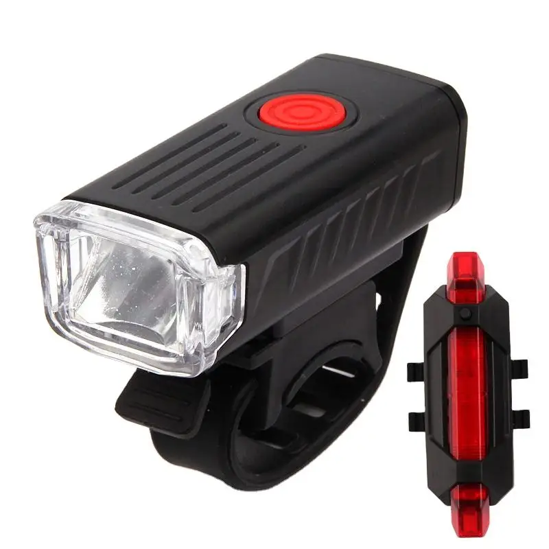 USB Rechargeable Bike Light Set Front Light with Taillight Easy to Install 3 Modes ABS Bicycle Accessories for the Bicycle