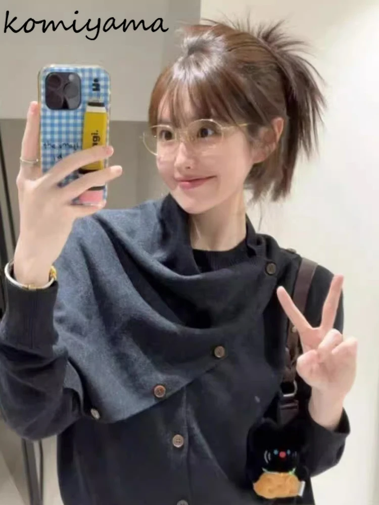 

O-neck Long Sleeve Cardigan 2025 Autumn Ropa Mujer Knit Sweater Soft Cardigans Korean Unique Style Clothes Woman with Capes