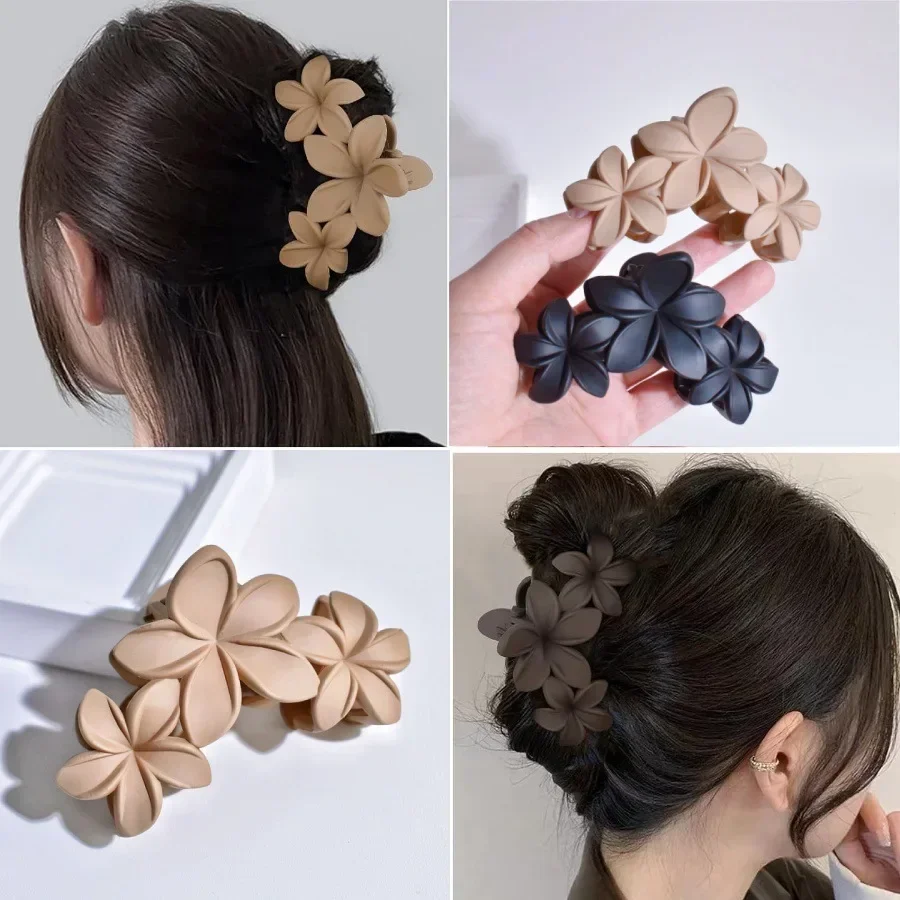 Frosted Flower Hair Claw Clip Vacation Shark Hairpin Barrettes Ponytail Holder Summer Beach Women Hair Glamp Head Accessories