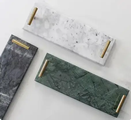 

1pc Nordic Natural Marble Rectangle Tray Restroom Wash Storage Holder Toothbrush Holder Mouth Cup Trays Bathroom Accessories