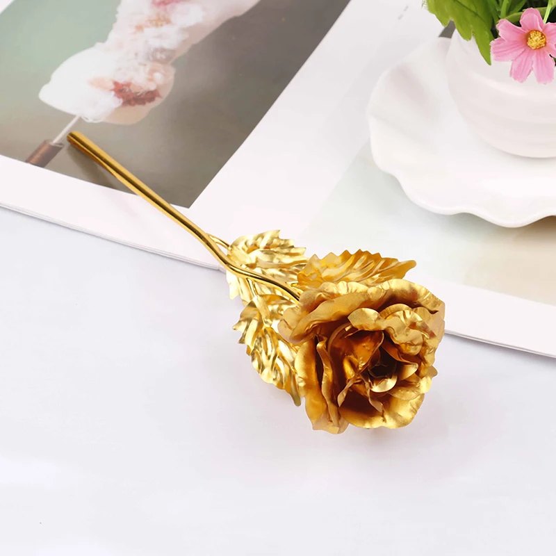 Regalo di san valentino per l'anniversario dei fiori di rosa d'oro placcato oro 24k