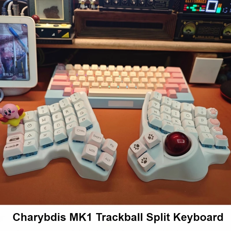 

Charybdis MK1 Trackball Split Keyboard Kit Bluetooth ZMK or Wired QMK Teclado Hot Swap Gray V4 Switch Gaming Mechanical Keyboard