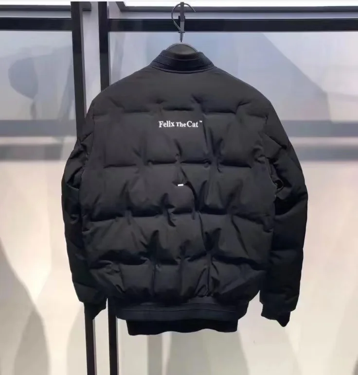 

Faionable Casual Embroidered Baseball Collar Men's down Jaet Original Design Winter Wear Polyester Nylon Cosite Fiber