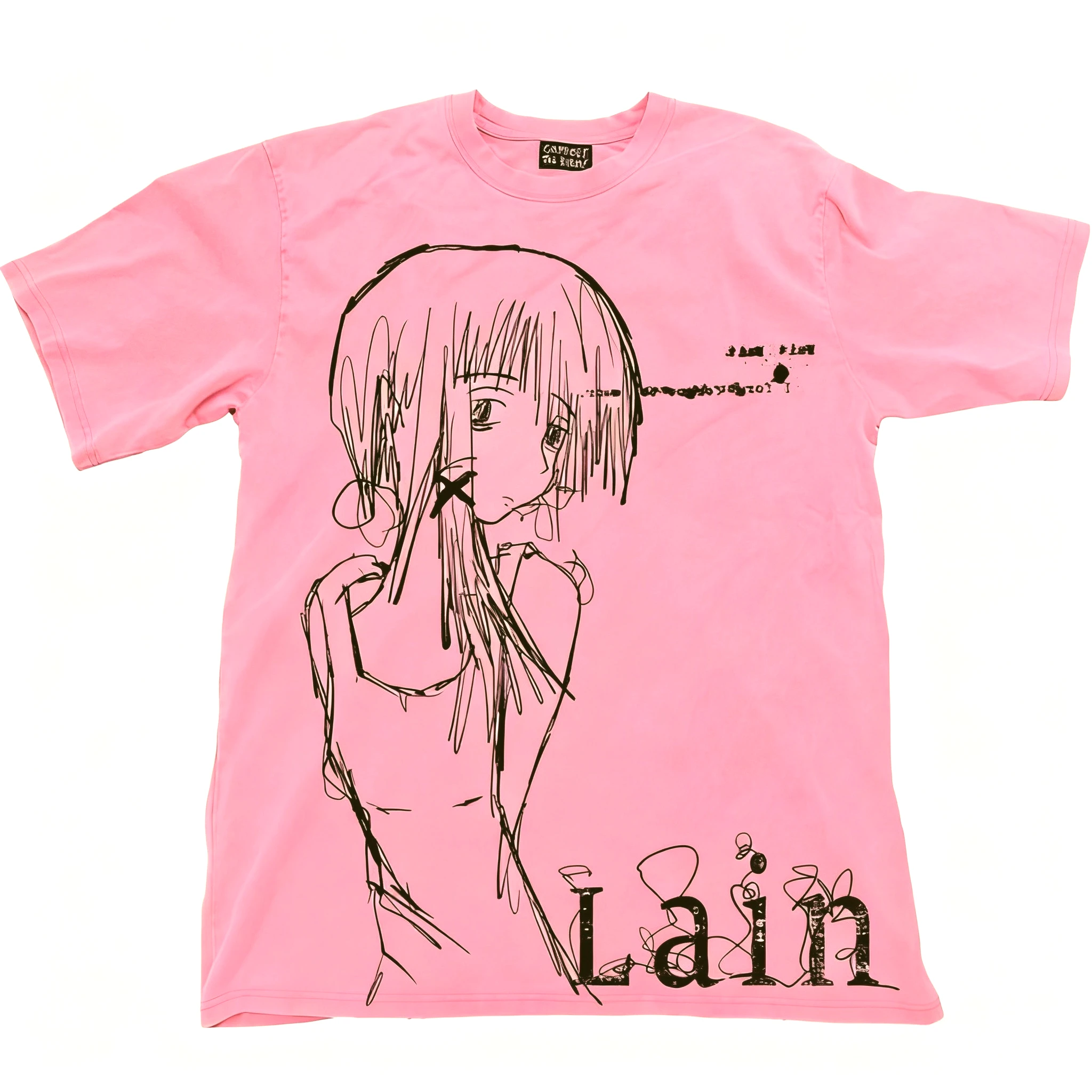 Lain جرافيك طباعة الخريف القطن للجنسين تي شيرت قصير الأكمام الشارع أزياء الاتجاه الملابس الشارع نمط الشتاء الملابس الداخلية #4