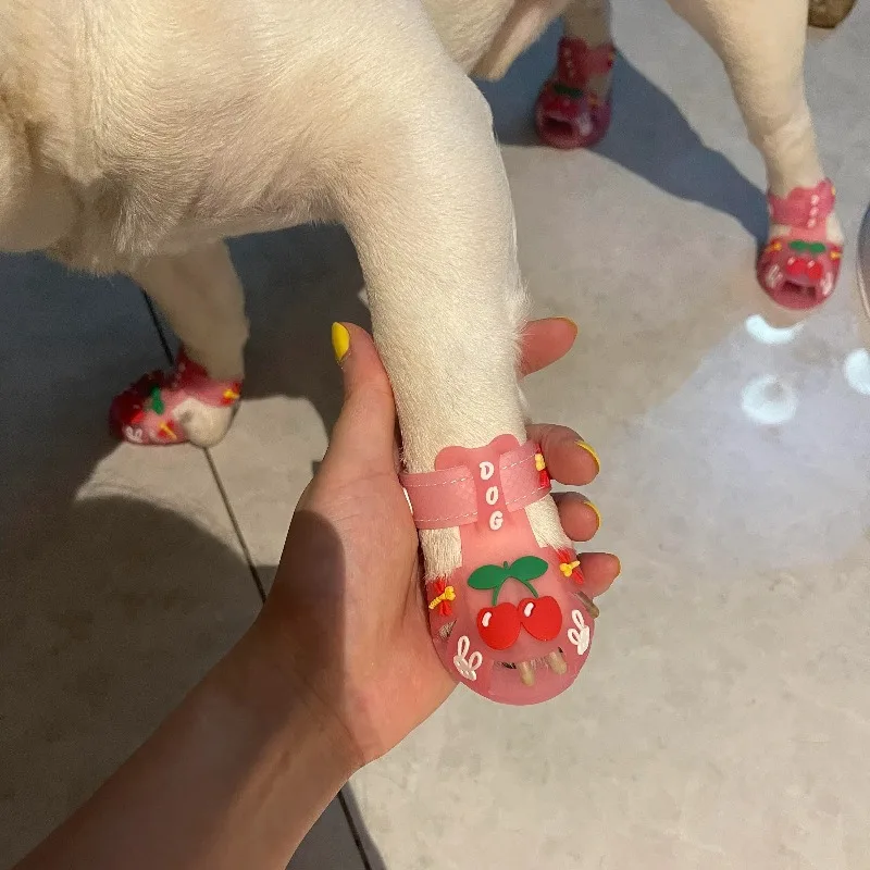 

Summer Dog Shoes Breathable Non-Slip Pet Sandals Cute Fashion Rain Boots Waterproof Anti-Lost Small Dogs Puppy Outdoor Walking