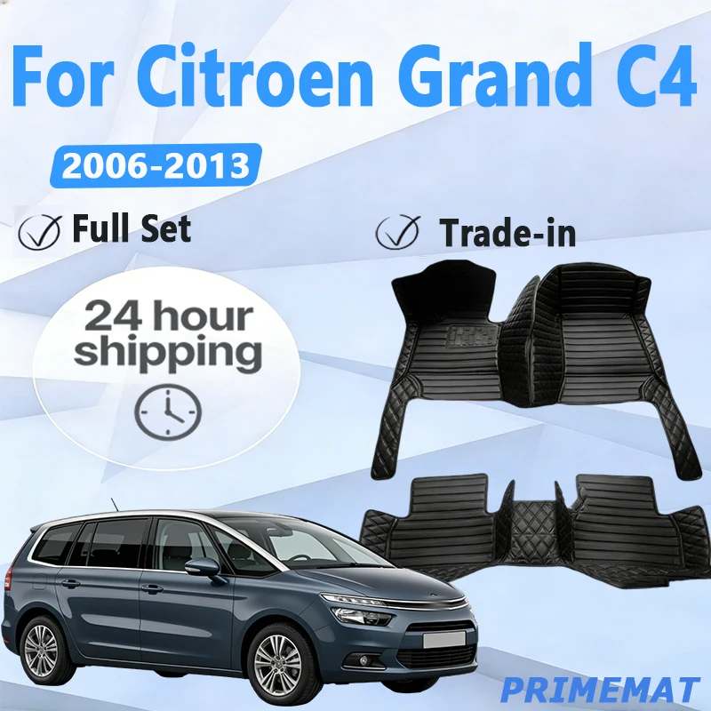 

Luxury Car Floor Mats For Citroen Grand C4 Picasso SpaceTourer 7seat 2006~2013 leather Mat Rugsessories Foot Carpet Pads Leather