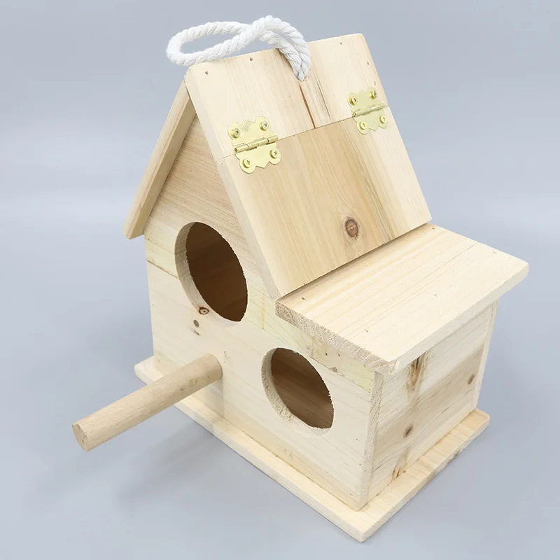 Scatola di allevamento di pappagalli in legno massello a forma di triangolo/scatola di nido/nido/gabbia per uccelli/scatola di allevamento con