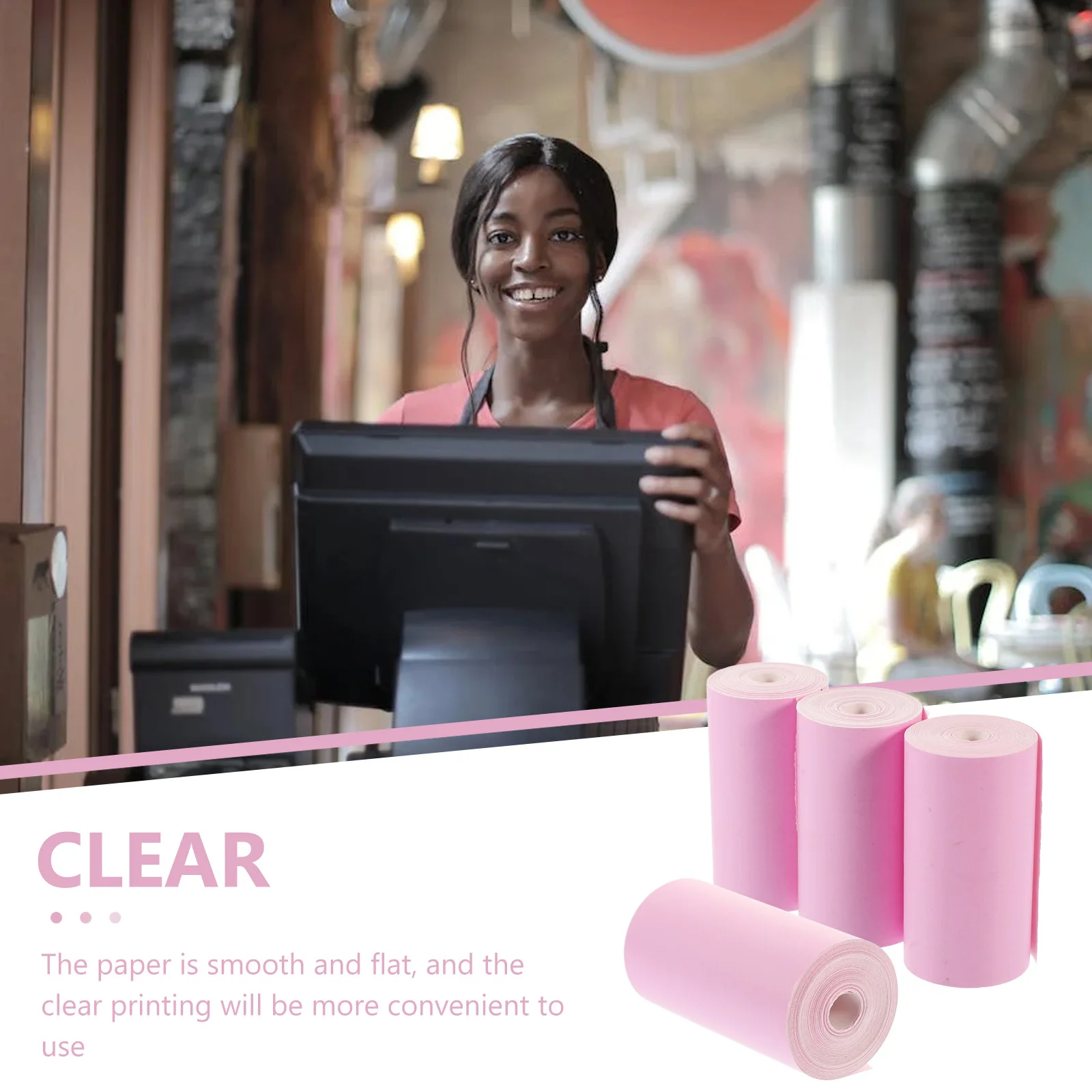 

4 Rolls Pink Thermal Paper 57mm x 100m Cash Register Receipt Printer Paper Roll for POS Office Use Thermal Papers