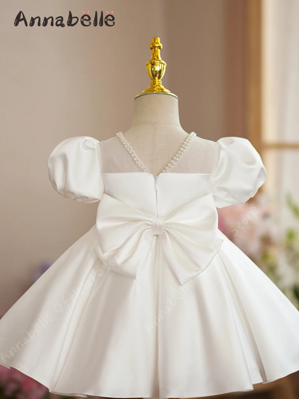 Annabelle Cute Girl's Dress Short Sleeve Knee Length Fluffy Dress Ball Gown For Girl Elegant Wedding Party Girl Dresses