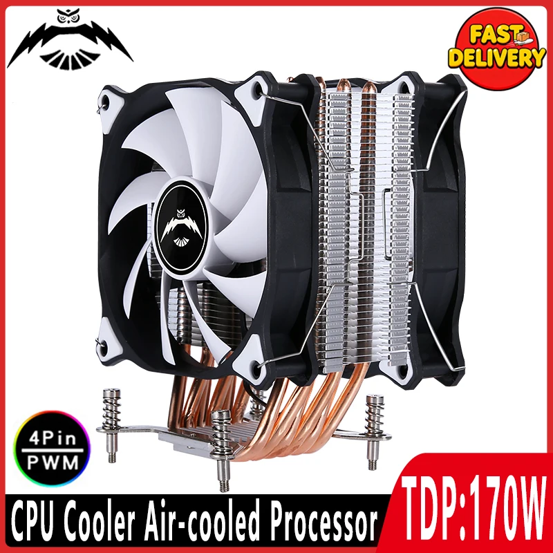 Air-Cooled 120mm CPU Fan Mute 3pin 4pin X79 X99 Cooler 4/6 Heat Pipe I3 I5 I7 Processor Install LGA115x 1200 1700 1851 2011 2066