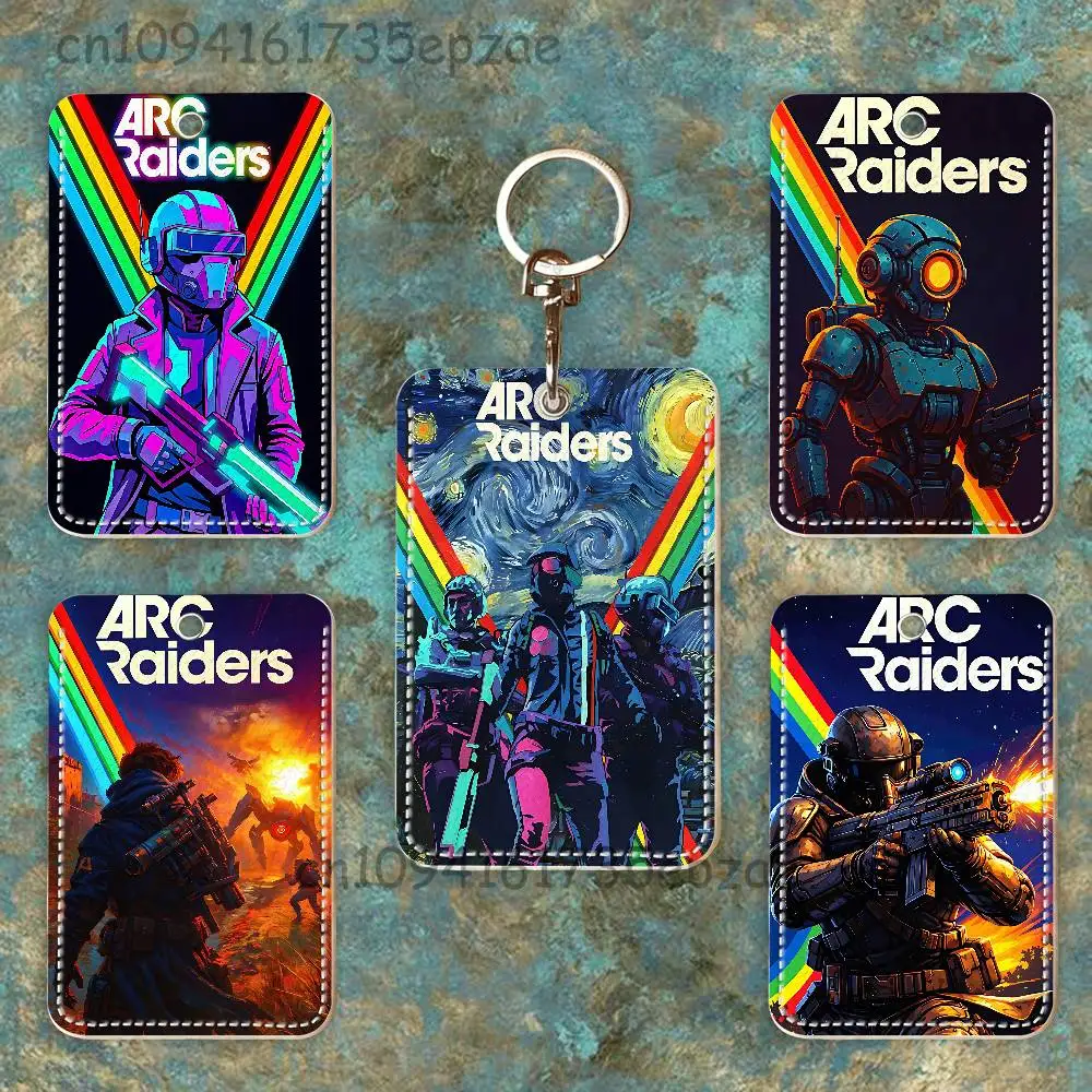 

A-Arc Game R-Raiders Rectangle Card Case Keychain Access Card Bag Key Tag Ring Leather Card Holder Key Ring Access