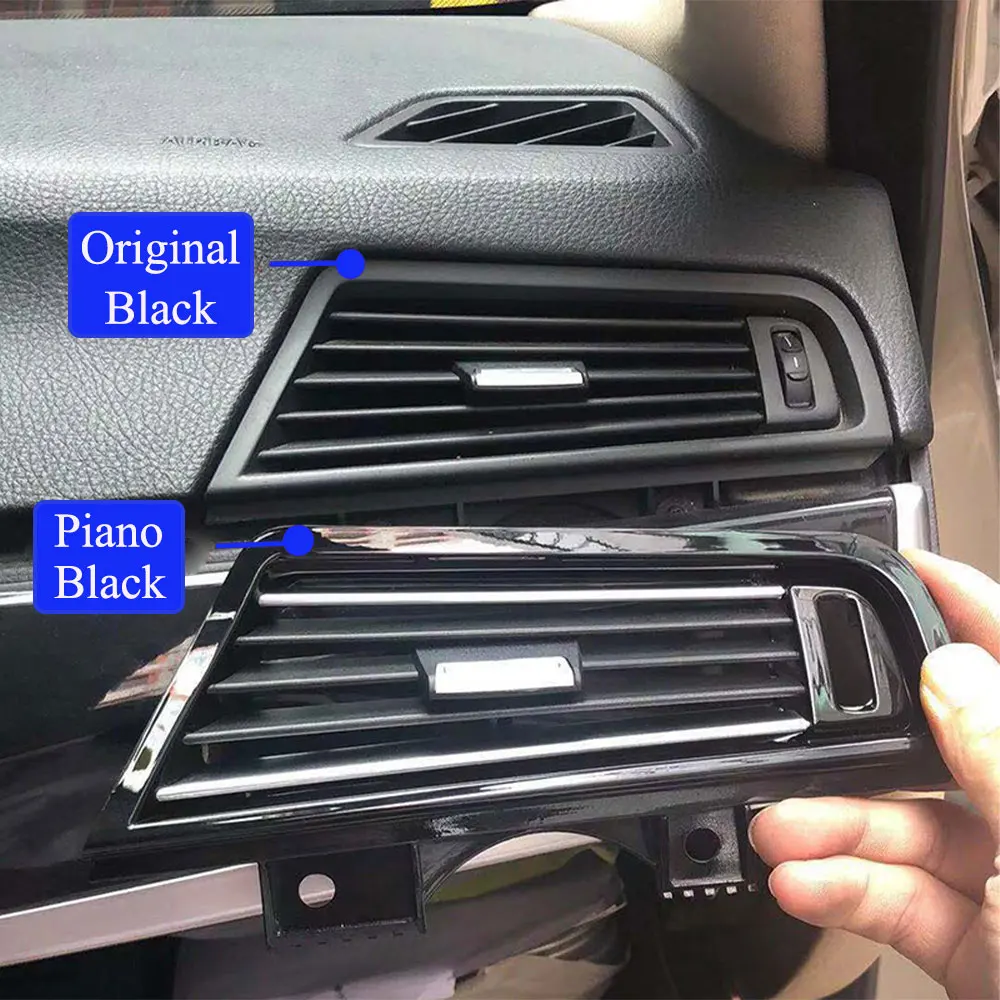 Penutup Stopkontak AC Dasbor Hitam Piano Penutup Panel Ventilasi AC Pengganti untuk BMW 5 Series F10 F11 F18 520 523 525 528 535