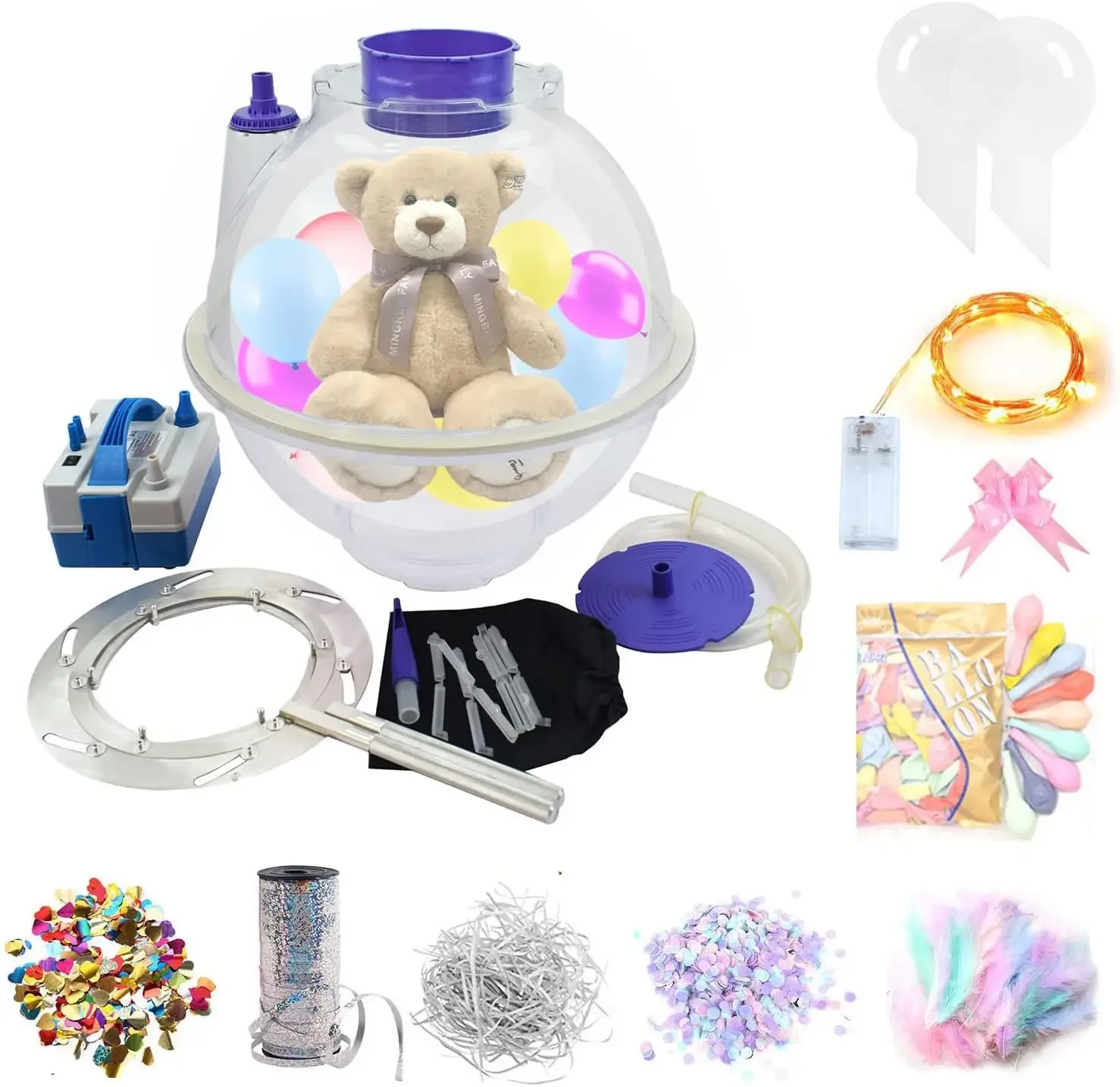 Balloon Stuffing Machine,New 16.9'' Balloon Stuffer to Wrap Gift Balloon Filling Kit with 9 Accesorios Used for Wedding