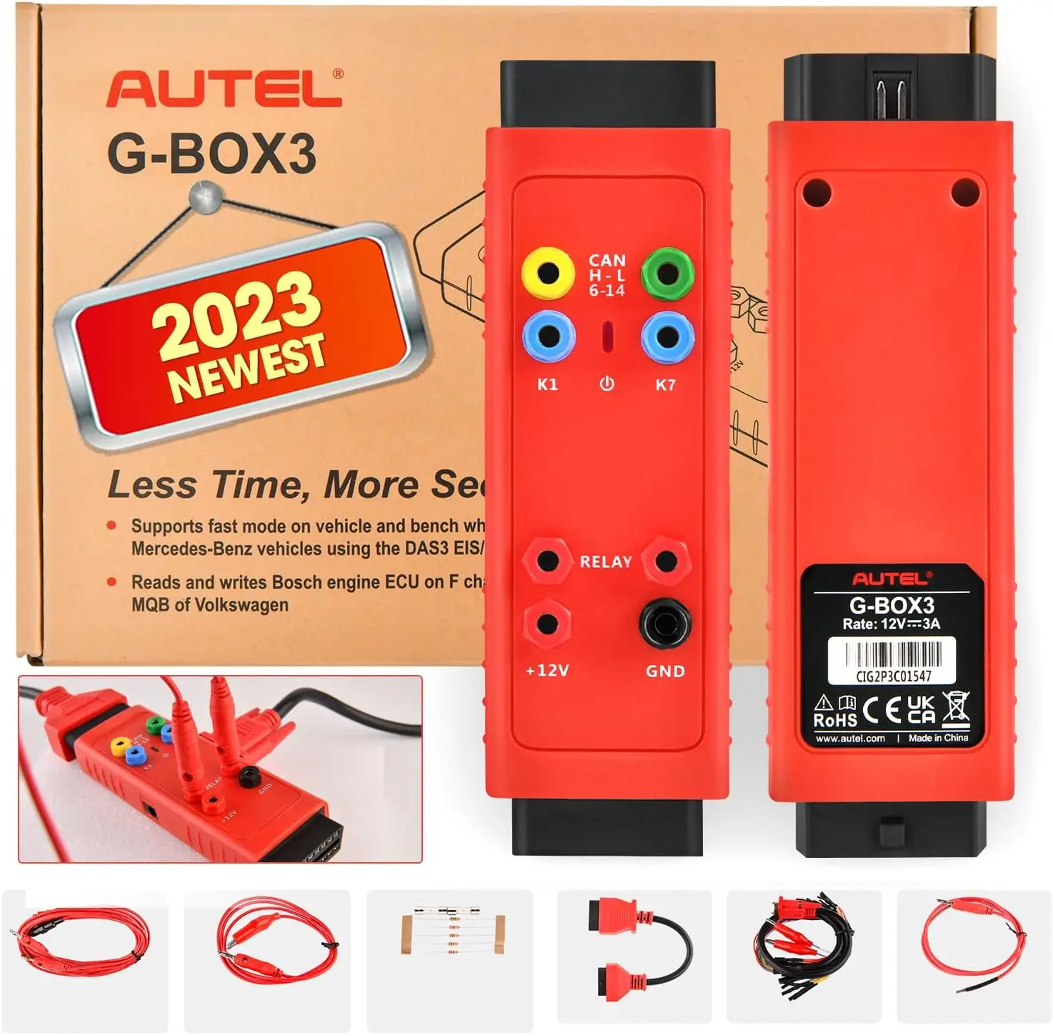 Autel G-BOX3 Accessory Tool Upgraded of Gbox2 Key Programming Adapter for Mercedes-Benz for BMW Writing Boot Mode Bench Method