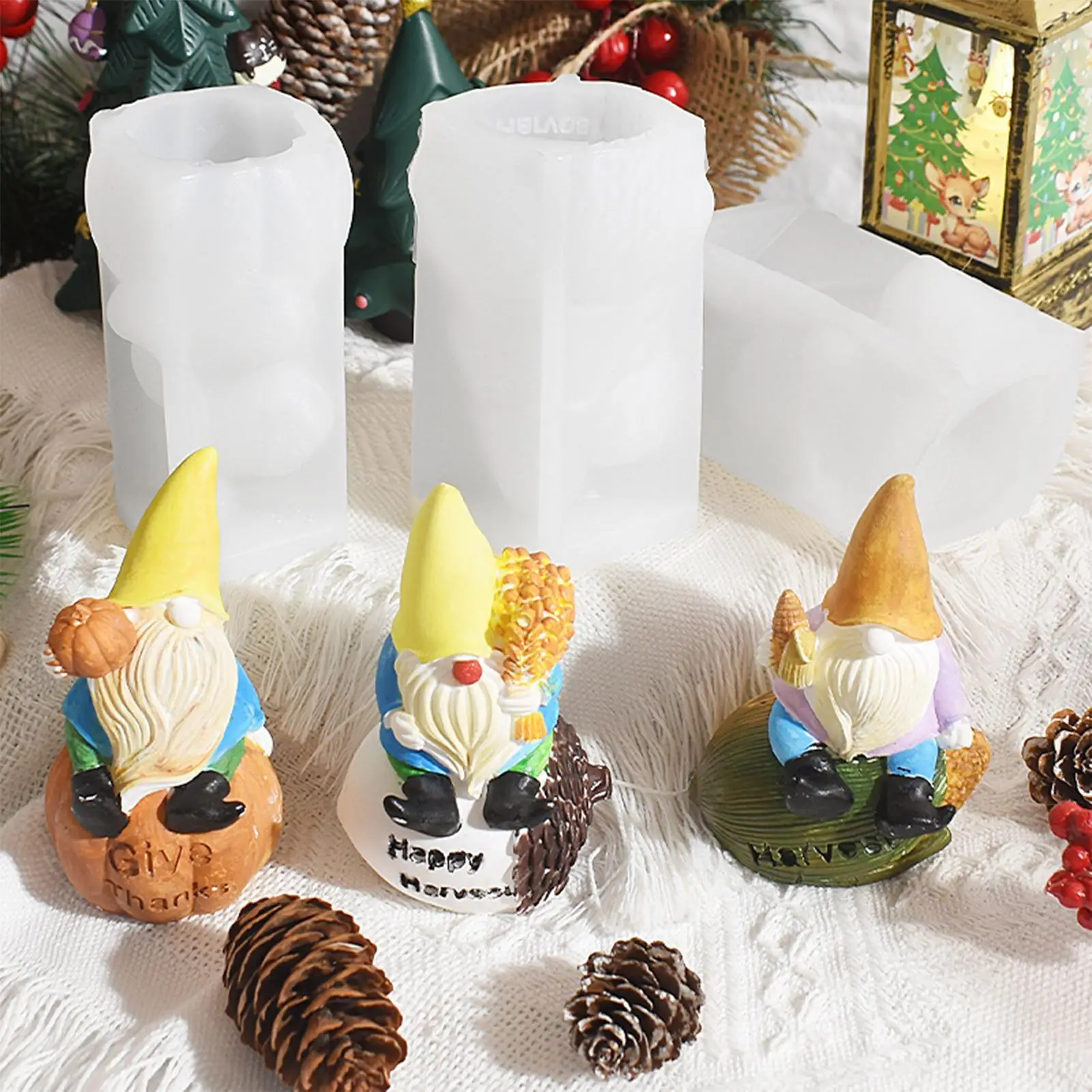 Christmas Silicone Molds For Candles Fall Elements Dwarf Crafts Christmas Gnome Mold For Holiday Table Centerpiece Fall Winter