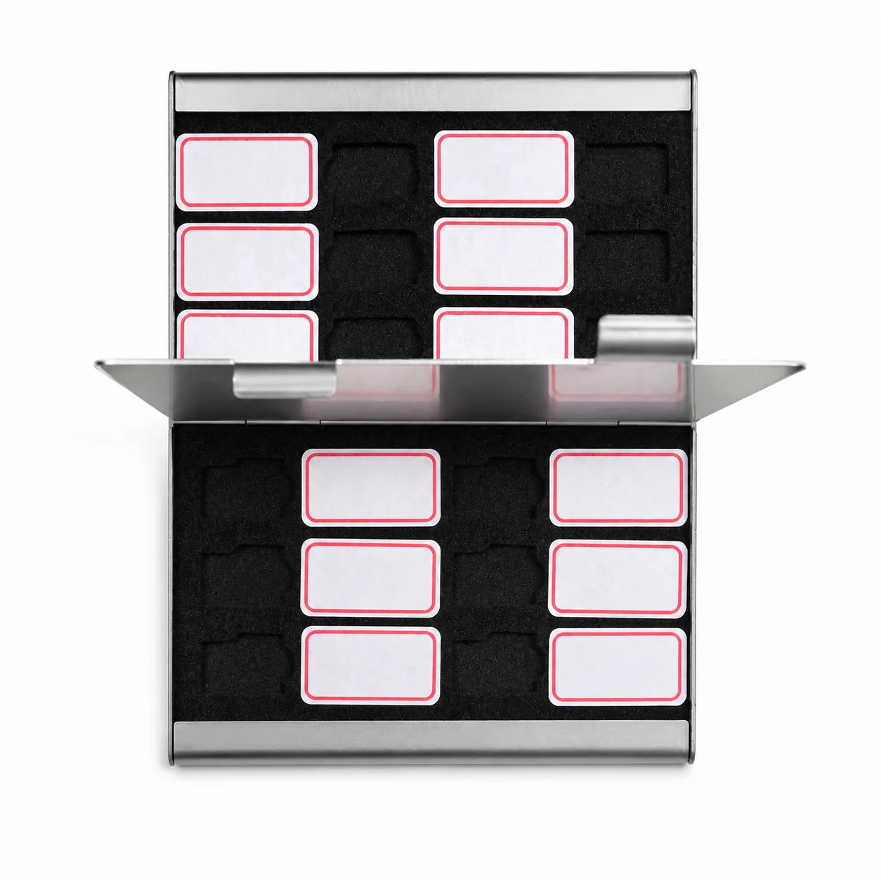 12 Slot TF Card Storage Organizer with Anti-Static EVA Interior, Lightweight Portable Memory Card Storage Box (12 TF Slots Silve