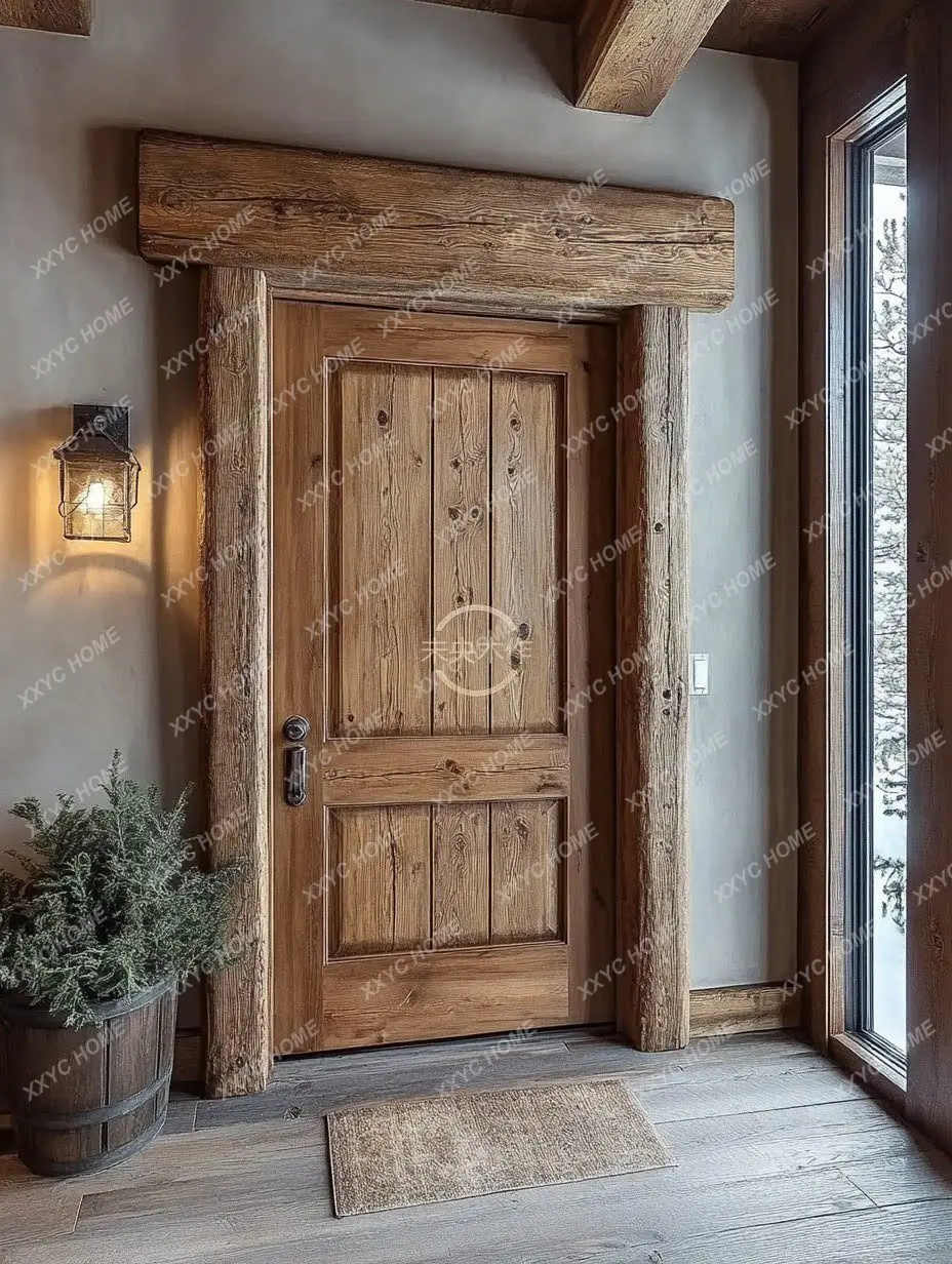 Garden outer door antique villa gate rural self-built house entrance door homestay door retro solid wood