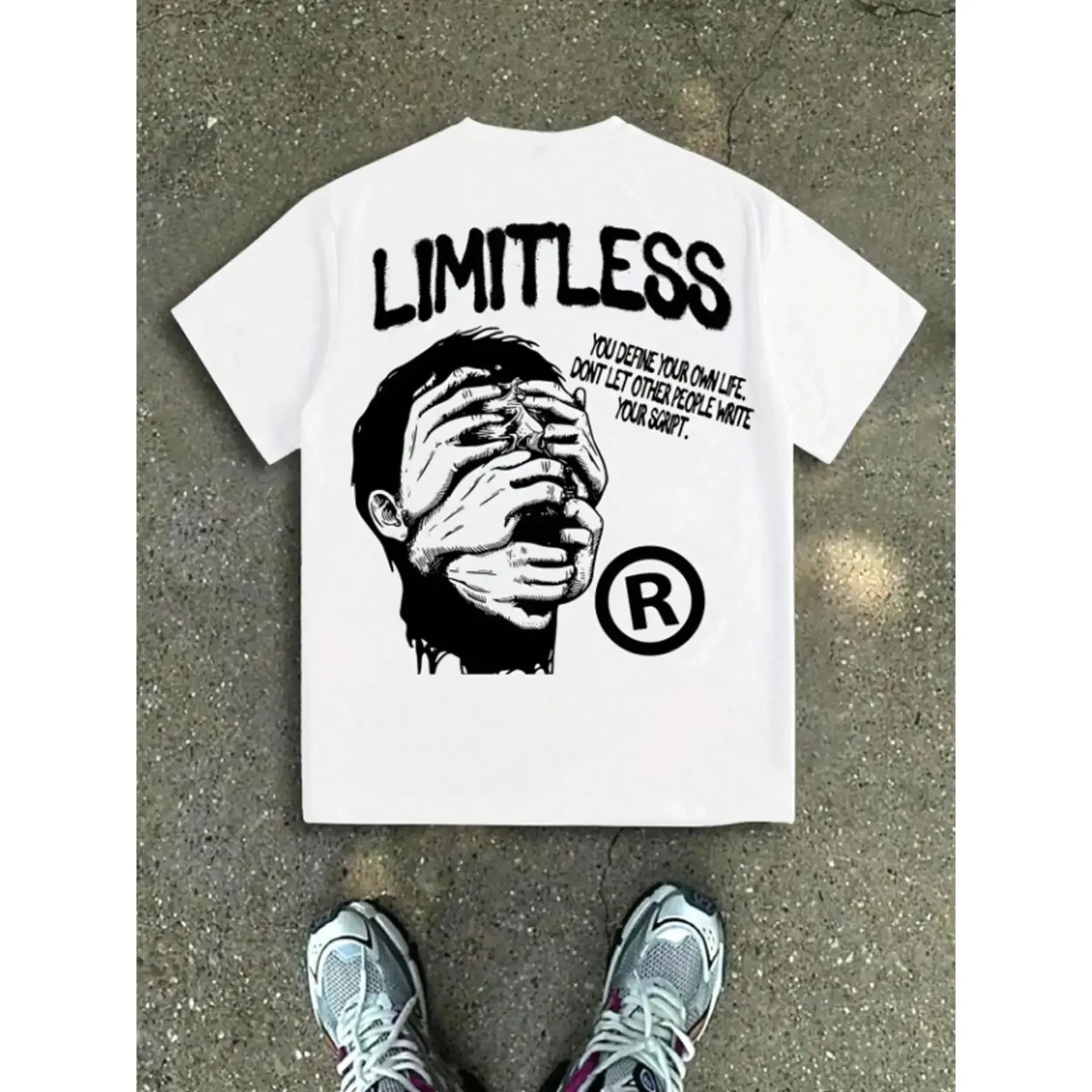 Men's Oversized Retro Aesthetic Casual Stylish Round Neck Minimalist Short-Sleeve Streetwear T-Shirt with 'Good Things' Bubble Print, Sohochic Top for M Size To Style with Sneakers