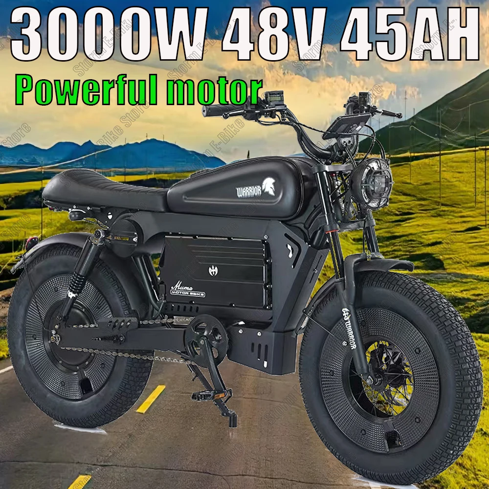 Mountain off-road Electric bicycle 3000W 48V 45AH large battery 20*5.0inch fat tire urban electric bicycle motorcycle style snow