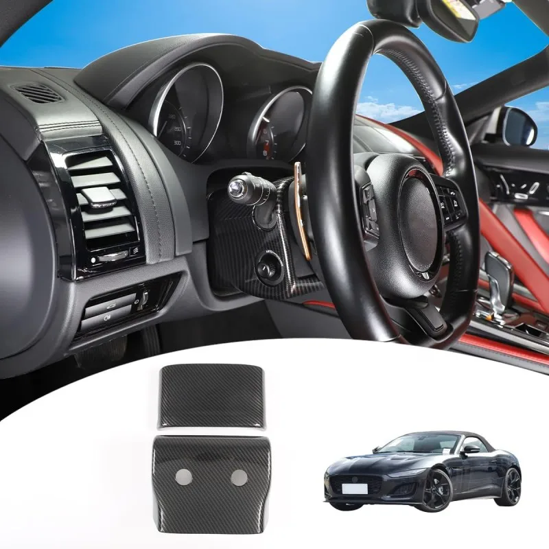 Carbon Car Steering Wheel Upper & Lower Steering Column Cover For Jaguar F-Type X152 2013-2024 Interior Steering Wheel Base Trim