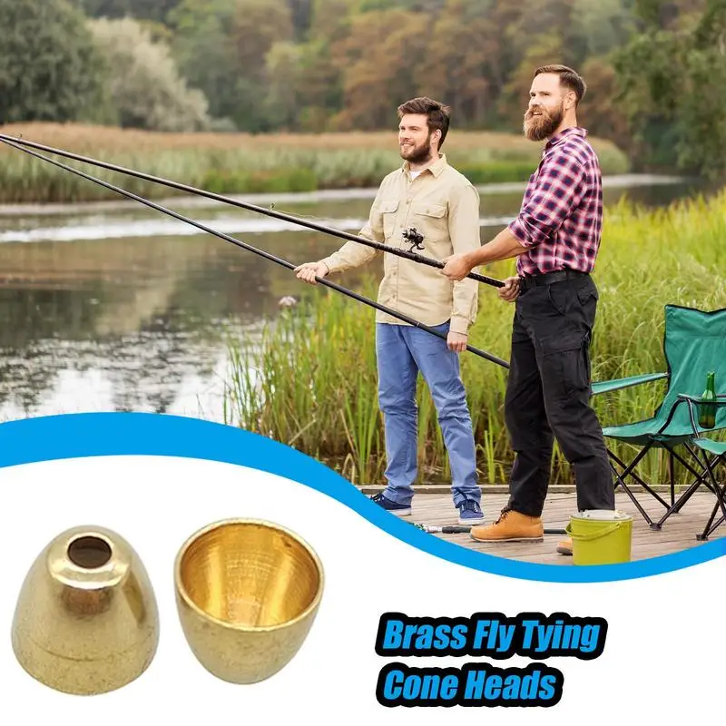 낚시용 황동 콘 헤드, 플라이 타이 슬롯 콘 헤드, 황동 콘 헤드 비즈, 빠른 싱킹 디자인, 황동 콘 헤드 세트, 50 개