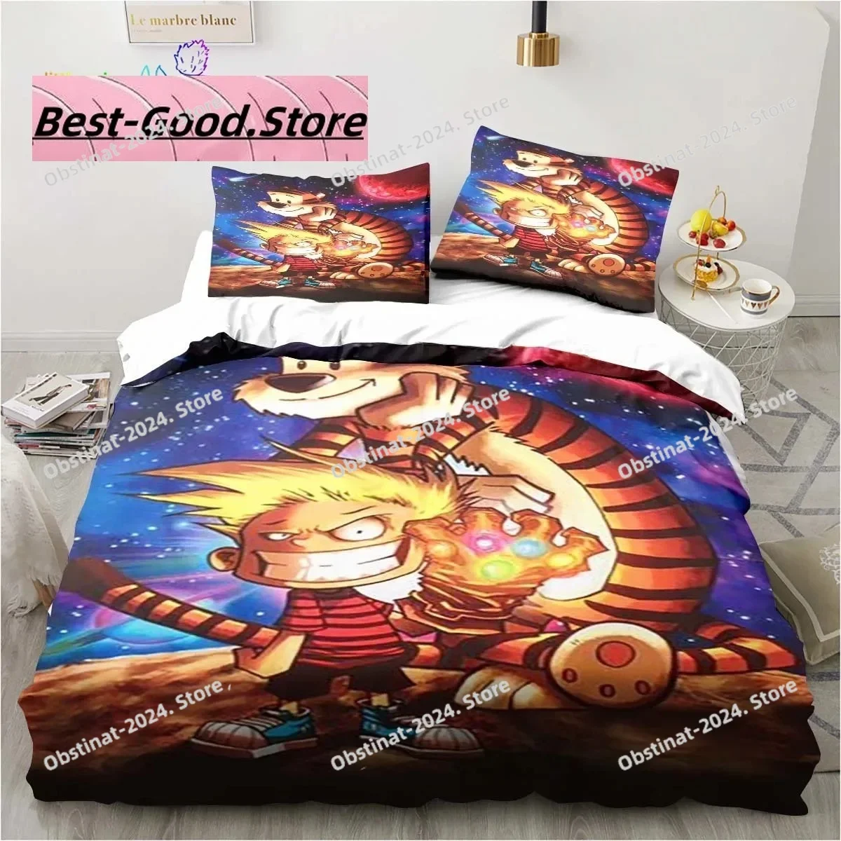 

Cartoon Calvin Hobbes 3D Print Bedding Set Single Twin Full Queen King Size Bed Set Adult Kid Bedroom Bedding Gift