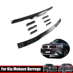 For KIA Mohave Borrego 2020 2021 2022 ABS Front Center Mesh Grille Grill Cover Radiator Strip Trim Decoration Car Accessories