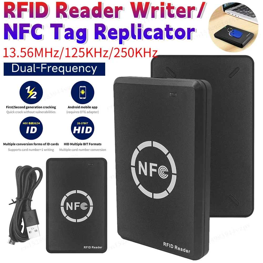 ناسخة تتفاعل NFC قارئ البطاقات الذكية مفتاح NFC العلامات بطاقة فك 13.56 ميجا هرتز برنامج مشفر 125 كيلو هرتز بطاقات العلامات الناسخ
