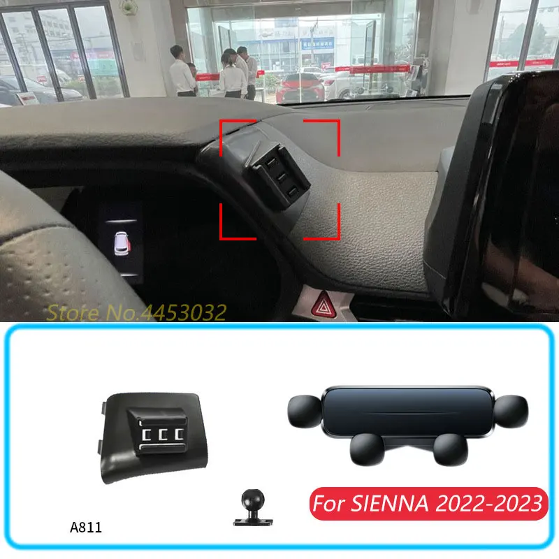 

Автомобильный держатель для телефона для Toyota SIENNA 2022-2023 гравитационная подставка крепление горизонтальный GPS мобильный кронштейн аксессуары с основанием