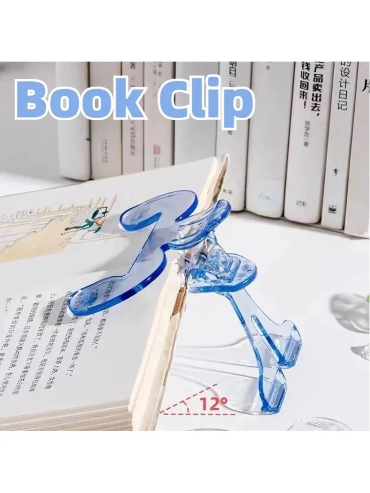 Transparenter Kunststoff-Buchclip mit Halterung, Lesehilfe, fester Buchhalter, Ordner, Büroklammern, Lesezeichen, Schreibwaren, Schulbedarf