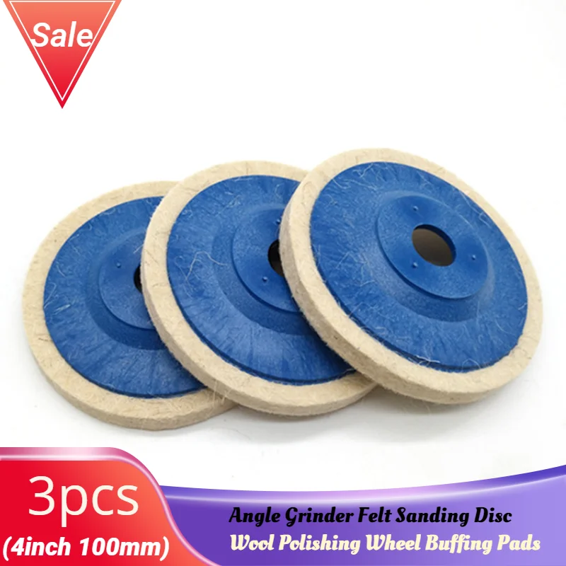 

3Pcs 4 Inch 100mm Wool Polishing Wheel Buffing Pads Angle Grinder Wheel Felt Polishing Disc for Metal Marble Glass Ceramics