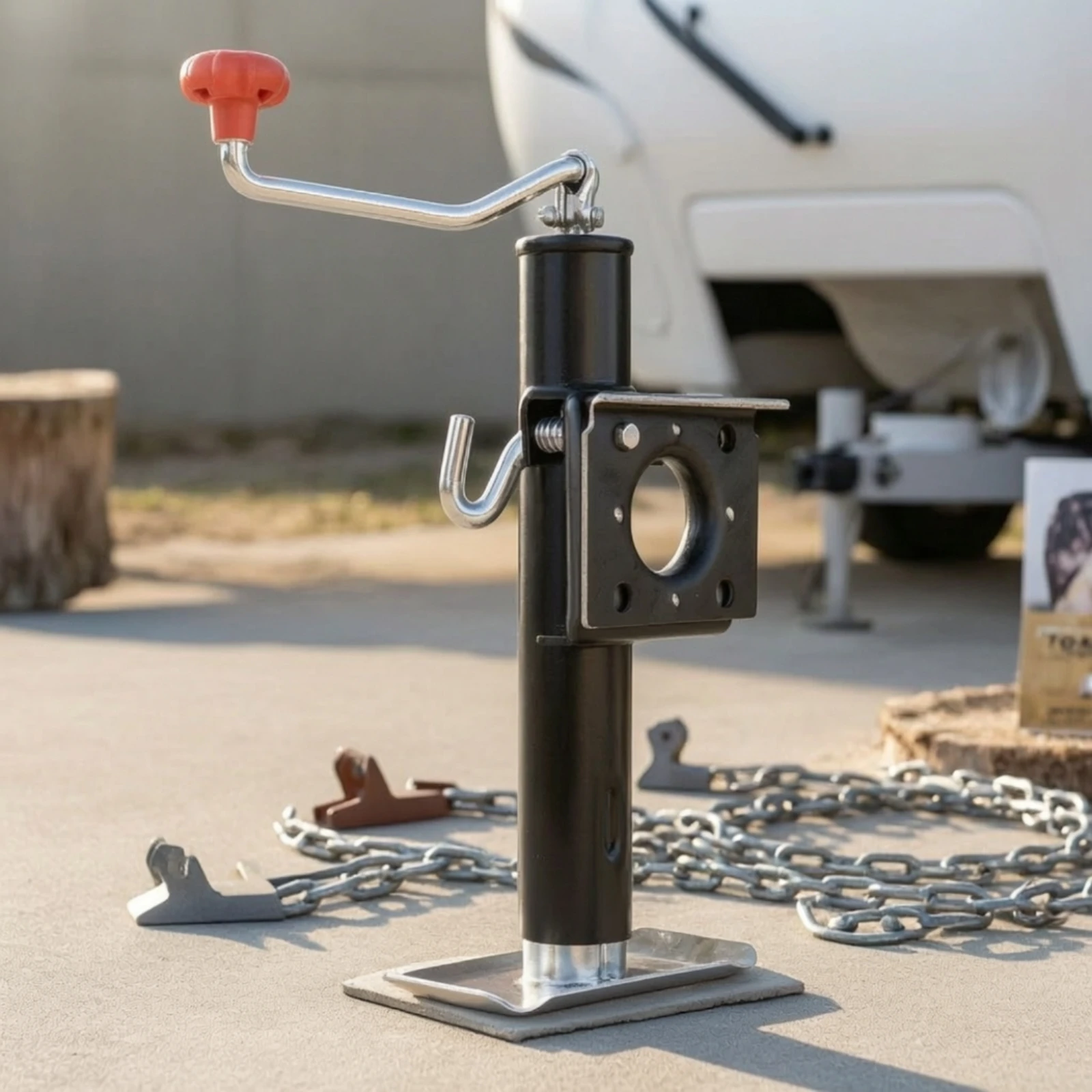 Top-Mount Trailer Jack Sturdy Trailer Jack with Crank Handle Support Bracket Strong Hardware Long-Lasting for RV Owners