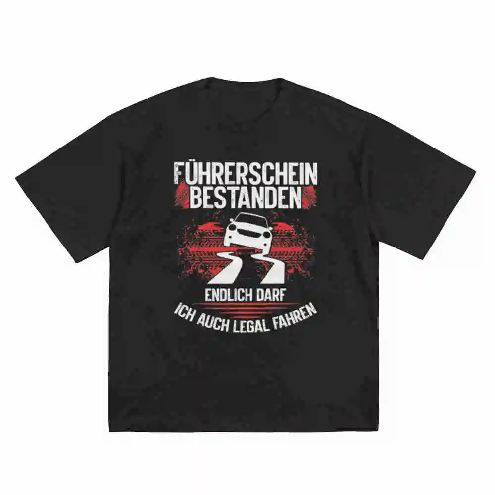 Driving School Passed Test License Plate Short Sleeve Tee 100% Cotton T-Shirt
