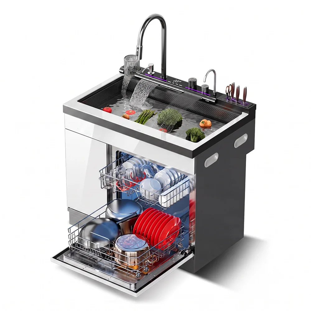 Ultrasonic Integrated Sink Dishwasher, 1000mm, Built-in Kitchen Appliance, Home Use, Efficient Cleaning, Space Saving Design