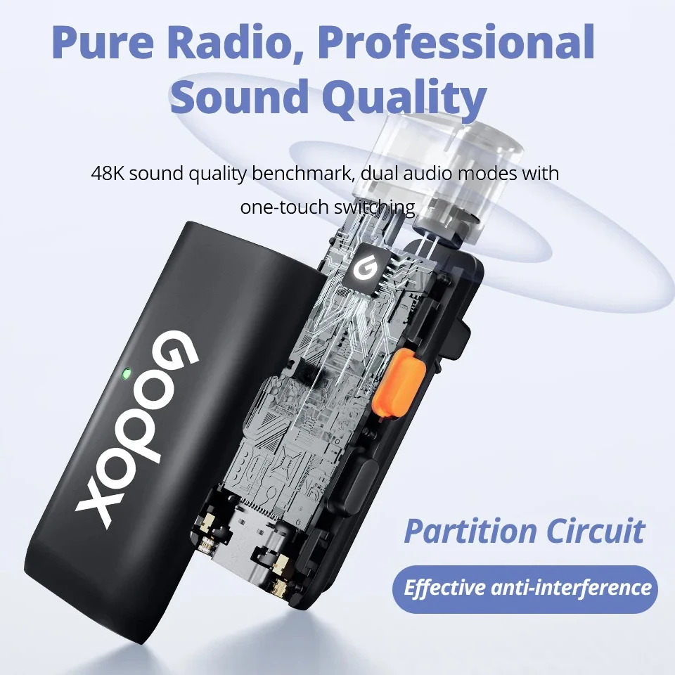 Godox WEC-S Kit 2.4GHz Wireless Microphone System for Cameras and Mobile Devices 656.2' Transmission Distance - view 4