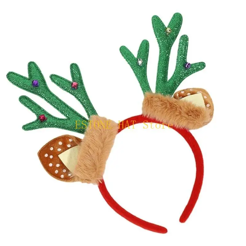 

49MF Adult Kids Reindeer Antler Headband Woman SPA Hair Hoop Makeup Christmas Taking Photos Carnivals Party Headpiece