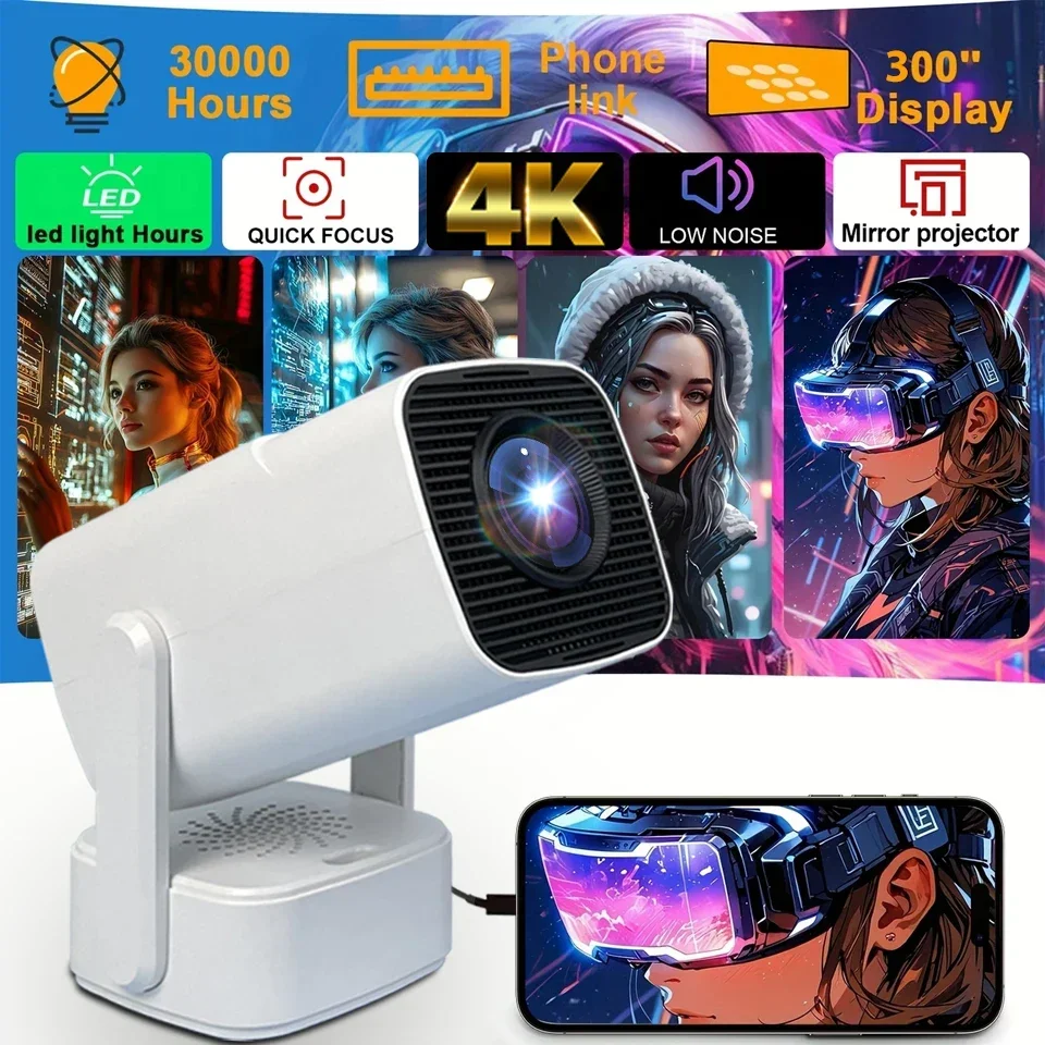 

4k Android 11 Dual Wifi6 Stereophony Real 300 Ansi Bt5.0 Native 1080p 1280*720p Home Cinema Outdoor Portable Projetors
