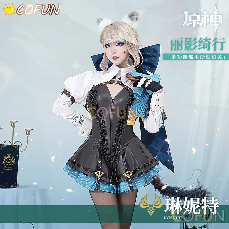 COFUN Genshin Impact Lynette Magician Cosplay Costume Game Suit Elegant Lovely Halloween Party Role Play Outfit Women XS-3XL