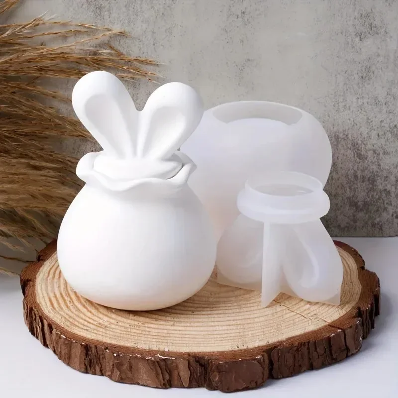 Top Quality 2026 New 3D Bunny Ear Lid Storage Jar Candle Holder Silicone Mold - Epoxy Resin Casting Mold for DIY Crafts Candy